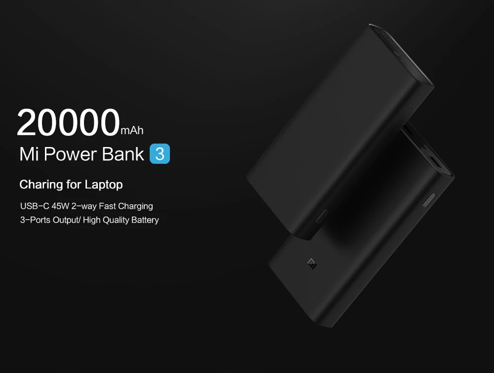 Xiaomi power Bank 3 портативное зарядное устройство 20000 мАч портативное зарядное устройство Поддержка QC3.0 USB PD питания 3 порта для ноутбука