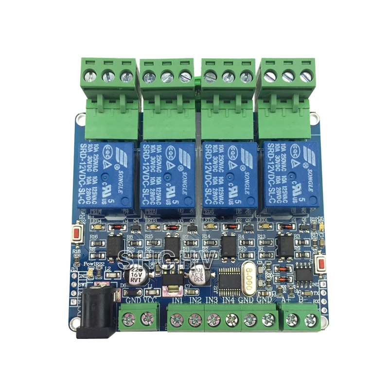 

MODBUS-RTU 4-полосный релейный модуль STM8S103 MCU два новых TTL связи RS485
