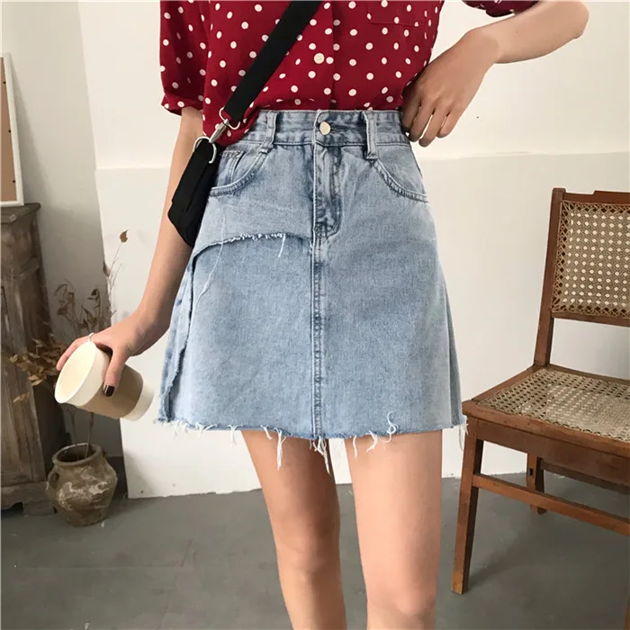 Новая джинсовая юбка Все в одном 2019|Женские юбки| |