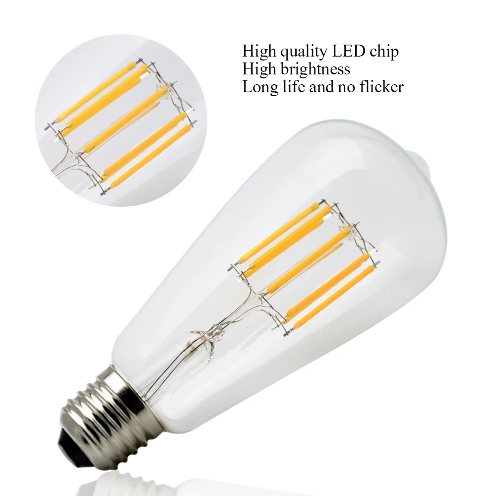 Светодиодная лампа накаливания E27 8 Вт 6 4 110 В 220 В|light digital|light hotellight up foam stick |