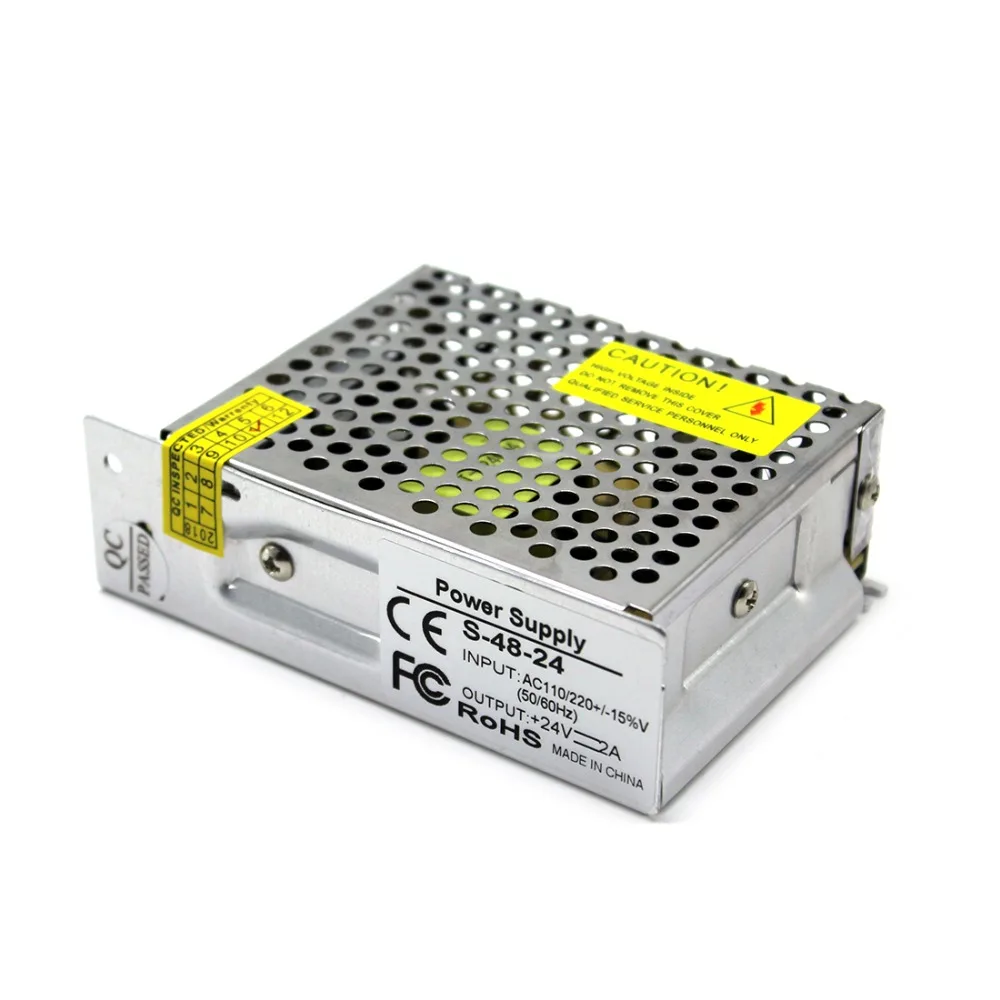 Regulated Power Supply DC24V 2A 48W Source Driver Transformer 100-240V AC TO DC 24V SMPS for Led Light CCTV 3D Printer DIY | Обустройство