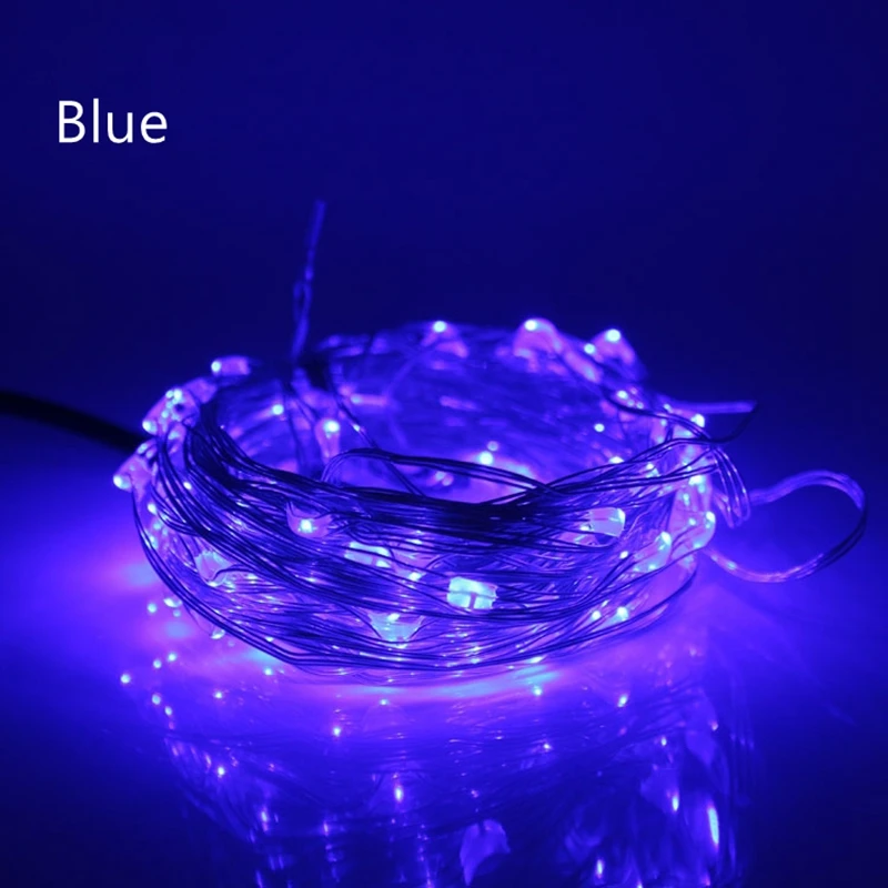 Светодиодная гирлянда из серебристой медной проволоки длиной 10 м/20 м/30 м/50 м 12 В