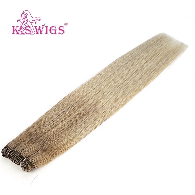 T-Grey-18-60 K.S парики 20 ''прямые волосы remy уток человеческих волос двойные нарисованные натуральные кудрявые пучки волос 100 г/шт - Цвет: T-Grey-18-60