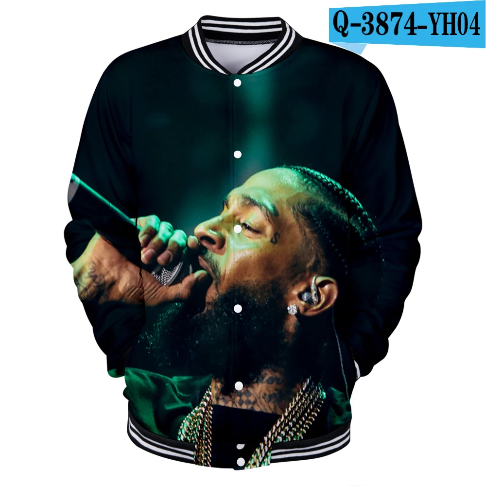 Мужские куртки и пальто Nipsey Hussle Harajuku 3d бейсбольные куртки для колледжа хип-хоп повседневная одежда мужская бейсбольная Толстовка на заказ - Цвет: YH04