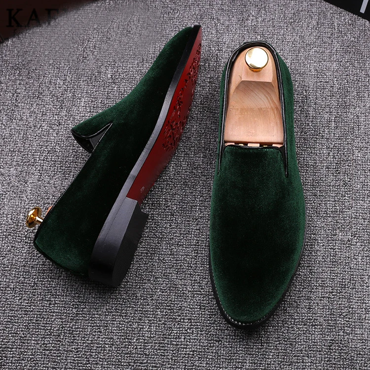 Мужские Винтажные бархатные повседневные туфли зеленые лоферы дышащие Слиперы