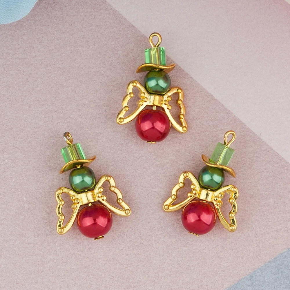 DoreenBeads шармы из сплава цинка и Стекла Ангел серебряного цвета рождественские