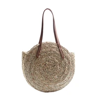 brand new fashion shoulder bag women outdoor circular summer beach straw braided woven hand bags travel large round bag handbag