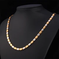 kpop men jewelry vintage necklace goldsilver color two tone jewelry fashion necklaces for women n076