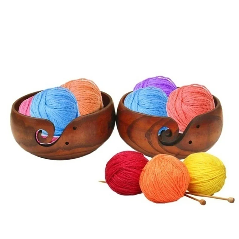 New Eco-friendly Wooden Yarn Storage Bowl Organizer Knitted Crochet Wool Handmade Sewing Supplies | Дом и сад
