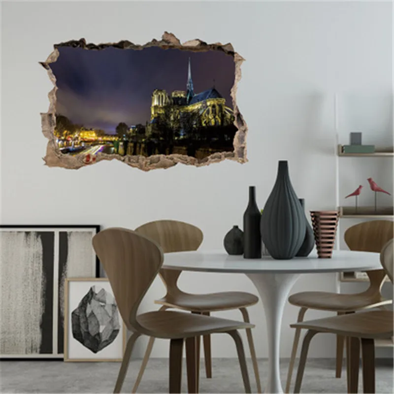 Франция Париж Нотр Дам стикер на стену домашний декор гостиная спальня 3D ночной