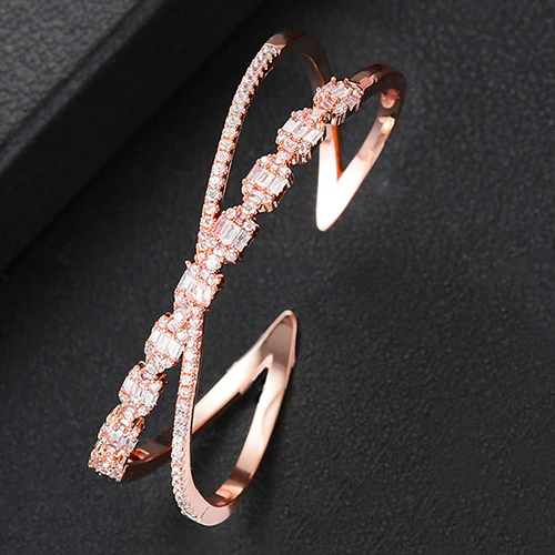 H056B Rose Gold GODKI, модный роскошный Штабелируемый браслет, манжета для женщин, для свадьбы, полный кубический циркон, Кристалл CZ, Дубай, серебряный браслет, вечерние ювелирные изделия - Окраска металла: H056B Rose Gold