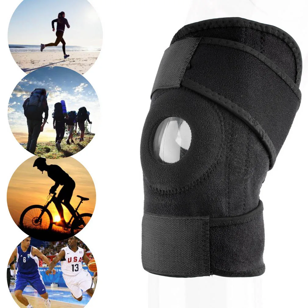 

Newly High Quality Adjustable Strap Elastic Patella Sports Support Brace Black Neoprene Knee Wholesale B2Cshop