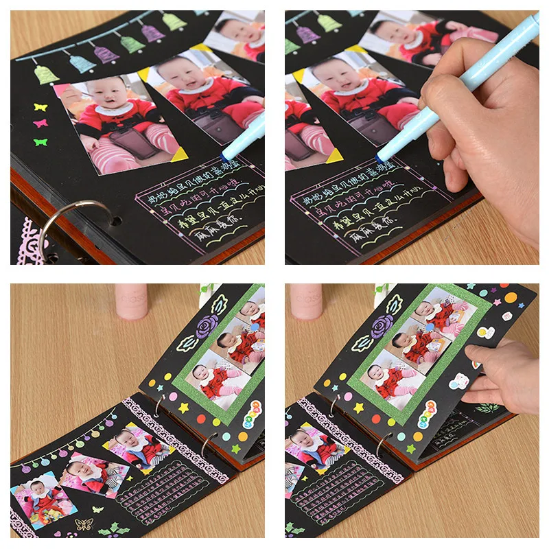 Фото 10 дюймов Свадебный DIY Фотоальбом деревянная детская книга памяти Скрапбукинг альбом де фото Скрапбукинг дети фотографии карты фотоальбом №3