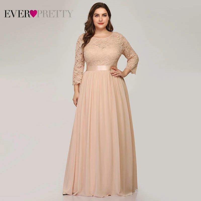 Blush Robe De Soiree Ever Pretty 7412 длинные кружевные вечерние платья с длинным рукавом зимнее торжественное платье для женщин элегантное Abendkleider - Цвет: Blush