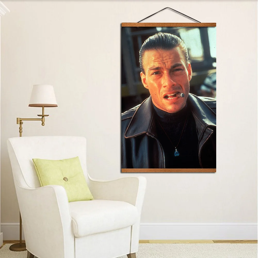 Jean-Claude Van Damme Poster Hanging Scroll Canvas Painting With Solid Wood Decoration