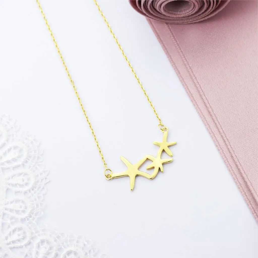 Уникальное ожерелье из серебра 925 пробы с тремя звездами | Украшения и аксессуары