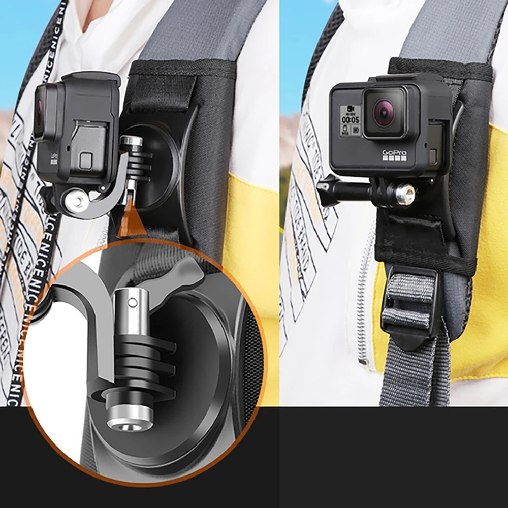 RUIGPRO рюкзак зажим Крепление Держатель 360 вращение для Gopro DJI Osmo действие SJCAM eken Экшн
