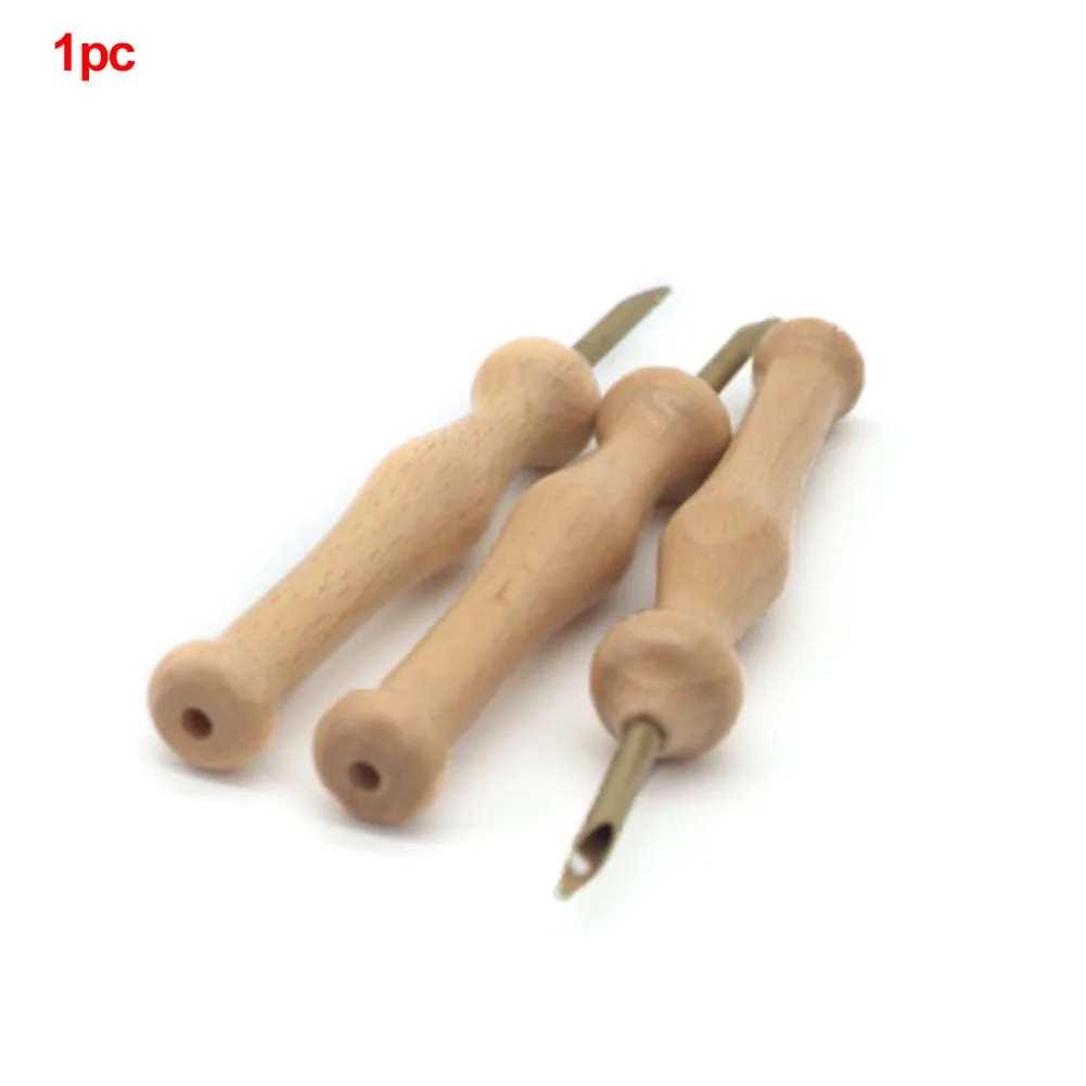 Convenient Embroidery Needle Large Weaving Tool Punch Bold Practical Portable Wood Handle Durable Craft Knitting DIY | Дом и сад