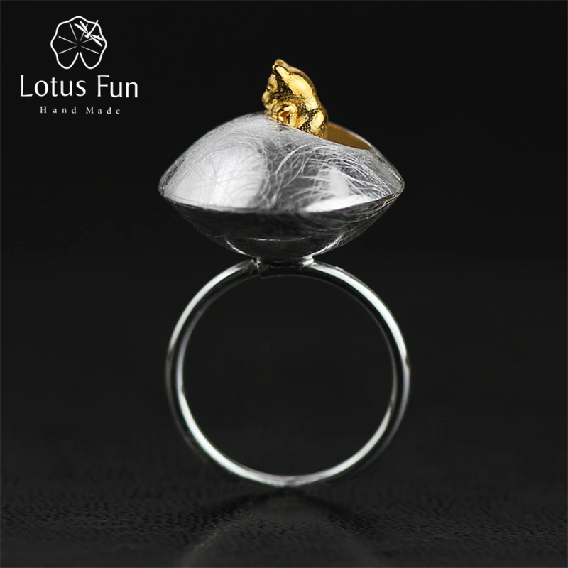 Lotus Fun реальные 925 Серебро Природный ручной дизайнер ювелирных украшений модные кота Жизнь Кольца для женщин Bijoux