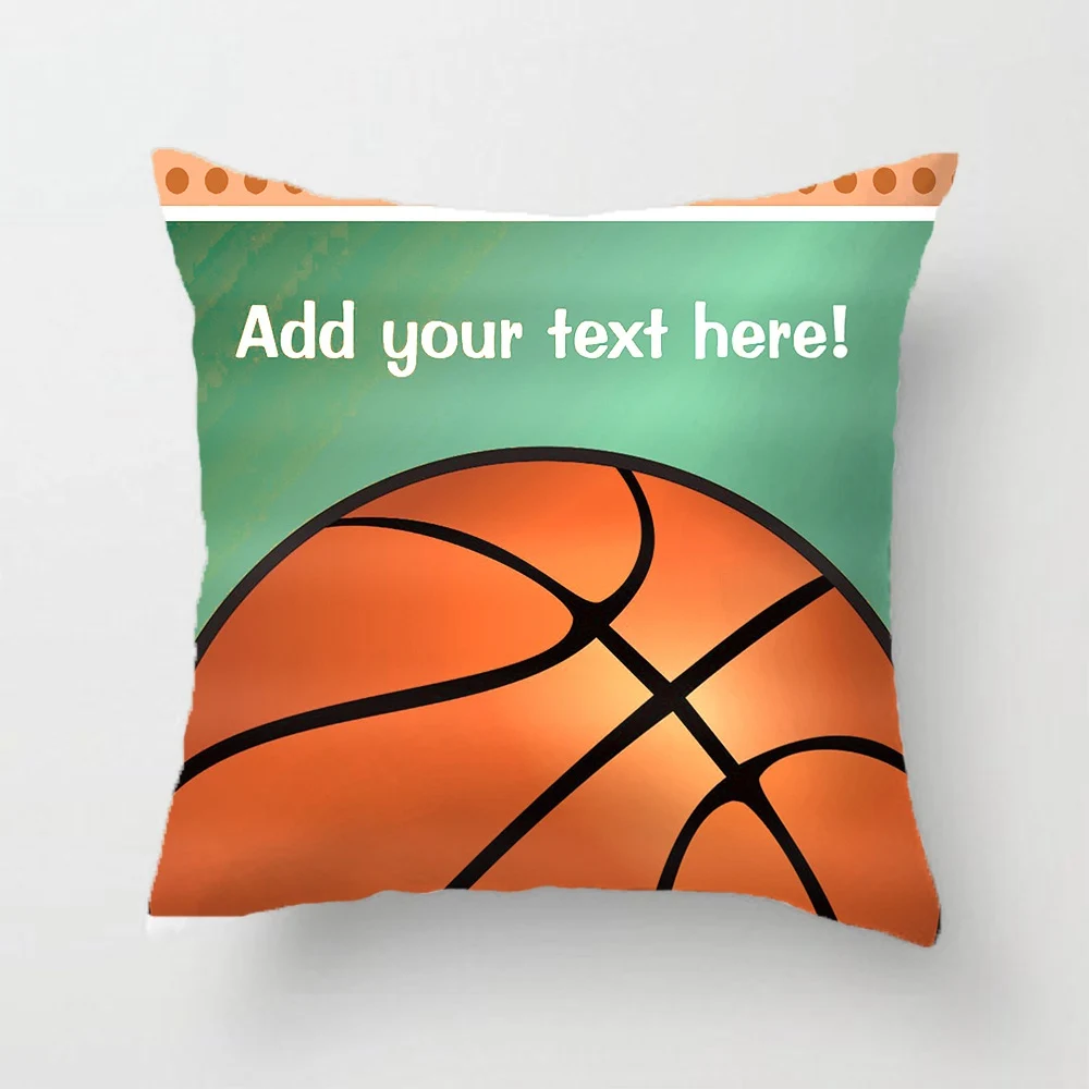 Зеленый декоративный чехол для детской спортивной подушки в баскетбольном