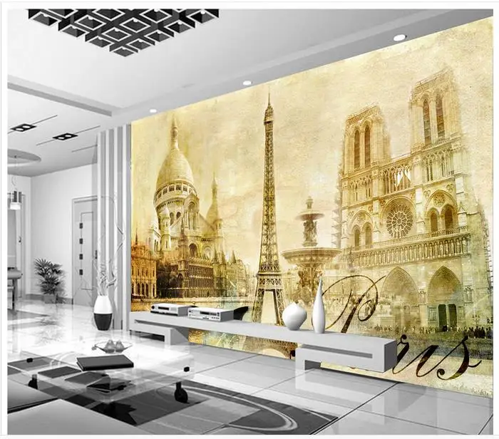 High Quality Custom 3d photo wallpaper murals European classical tower building TV wall paper living room decoration | Обустройство