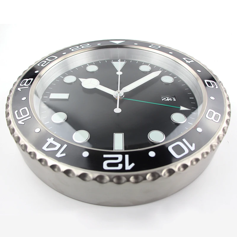 1 шт XL размер металлические часы настенные с календарем датой и подсветкой