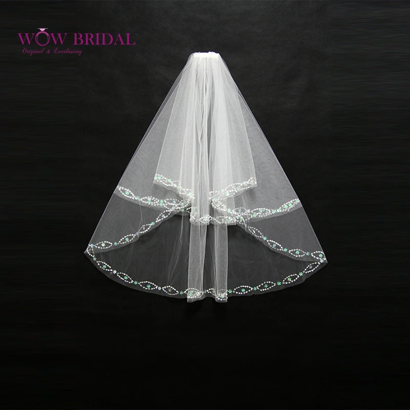 Wowbridal элегантная свадебная вуаль для подружки невесты 2021 двухслойная с блестками