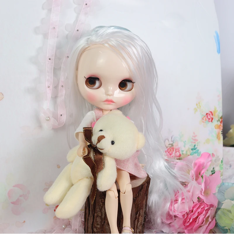 Ледяной обнаженный завод Blyth Кукла № BL6909/136 детские голубые микс белые волосы соединение тела белая кожа вырезает губы глянцевое лицо Neo BJD