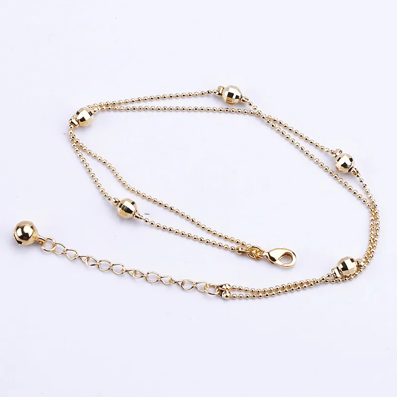 6 шт. бесплатная доставка оптовая продажа Модный золотой тон Двойная Цепочка