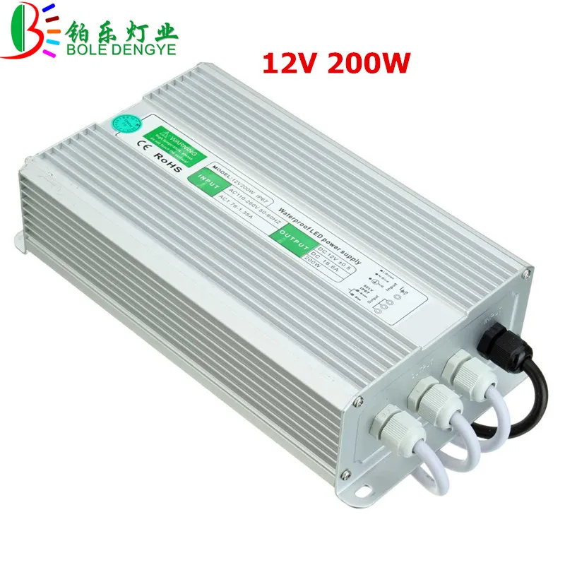 IP67 Водонепроницаемый Питание 12 V Светодиодный драйвер 10 Вт 30 Вт 60 Вт 100 Вт 200 Вт трансформаторы AC100~ 240 V DC/DC 12 V/24 V Мощность адаптер