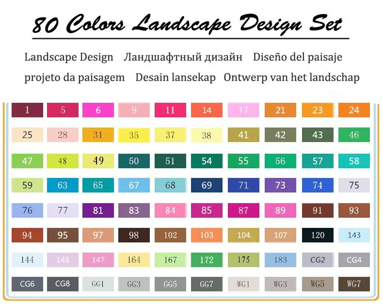 80 Landscape set TOUCHFIVE 30/40/60/80/168 Цвета Набор для рисования алкоголя двуглавый маркеры набор кистей и ручек манга чертежный вкладыш жирной граффити ручка - Цвет: 80 Landscape set