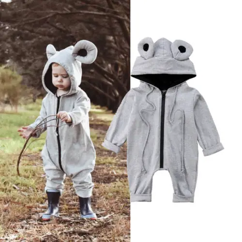 2018 милый Повседневный хлопковый комбинезон с объемными ушками для новорожденных