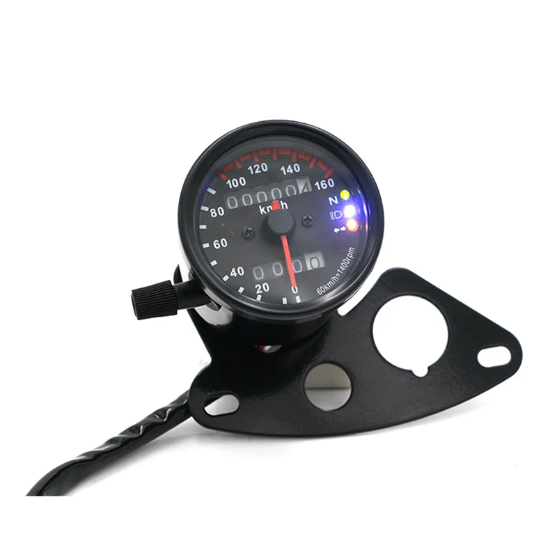 Черный Motorcycle Retro Black Refit Speedometer Tachometer Odometer with Bracket Motorbike Moto Meter Scooter Motor Vintage Instrument - Цвет: Черный