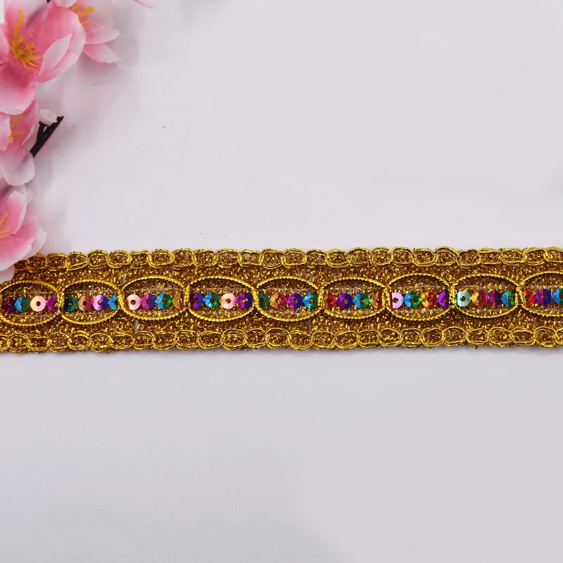 12Yards Knitted Gold Silver Lace Trims Laser Sequins Ribbons Trimming Latin Dress Paillette Appliques DIY Sewing Craft | Дом и сад
