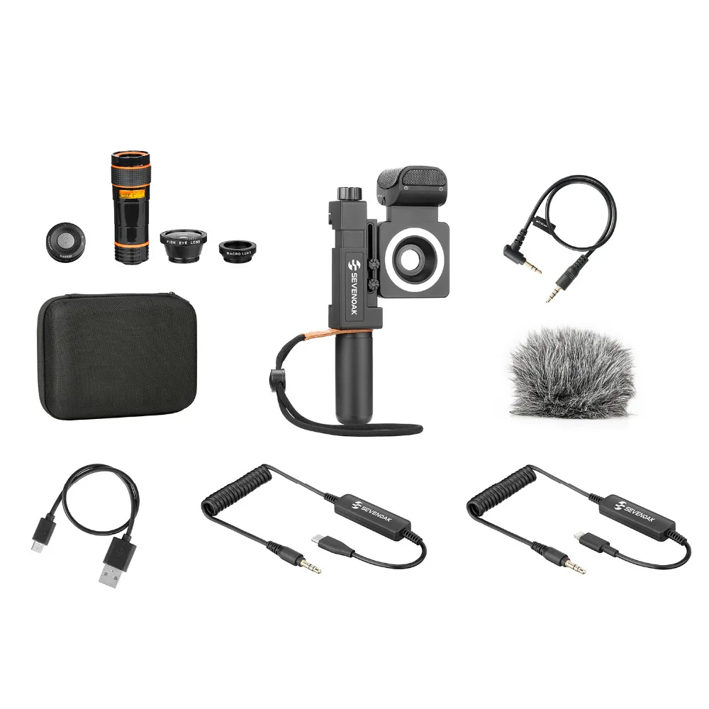 Sevenoak SmartCine + видео комплект со стерео микрофоном и 3 5 мм наушниками для IOS Android