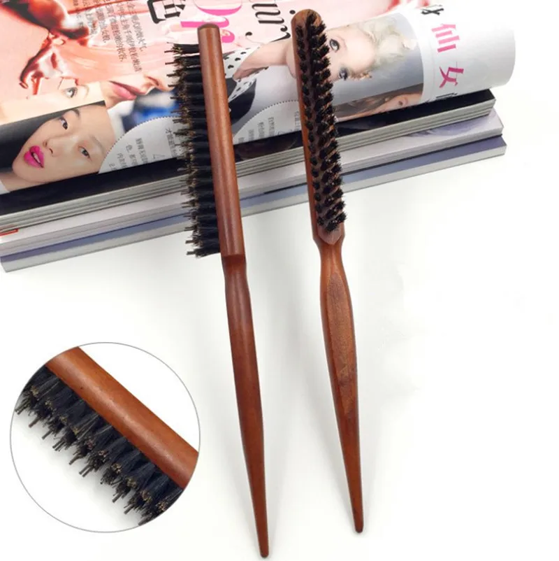 1Pcs Brown 1 шт. Профессиональная щетка для волос деревянная ручка пушистая расческа-Щетка блюдо Парикмахерская щетка прическа парикмахерская массаж головы инструмент для укладки волос ty - Цвет: 1Pcs Brown