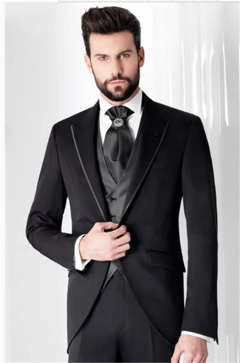 Picture Style3 Дизайн Slim Fit синий Жених костюмы с остроконечным лацканом лучшие мужские свадебные платья Одежда для выпускного вечера(куртка+ брюки+ жилет - Цвет: Picture Style3