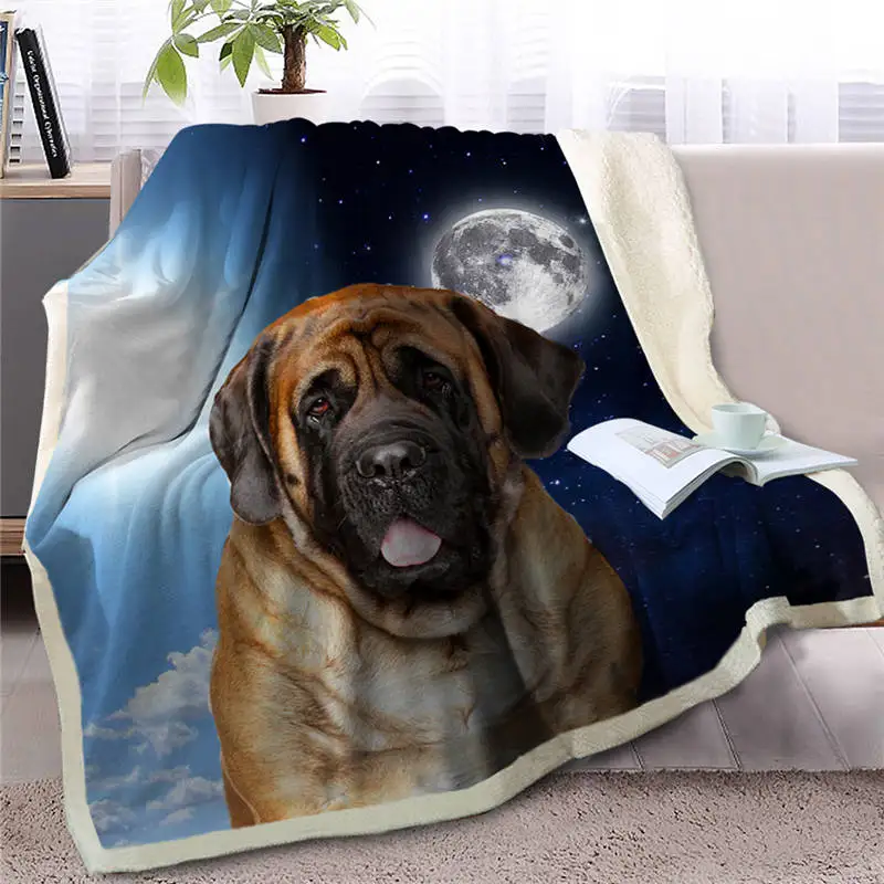 Dog 4 Blesslive 3D Собака шерпа одеяло на кровать немецкая овчарка пледы одеяло животных покрывала день и ночь небо Луна диван крышка - Цвет: Dog 4