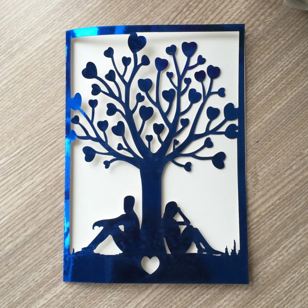 

30pcs Chic Tree Laser Cut Paper Happy Birthday Inviting Card Paper Party Romantic Birthday Wedding Invitation Card Greeting card