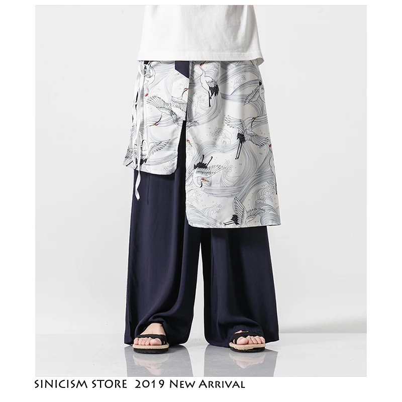 Sinicism Store Лоскутные Цветочные хлопковые брюки мужские летние китайский стиль свободные брюки мужские широкие брюки мешковатые брюки