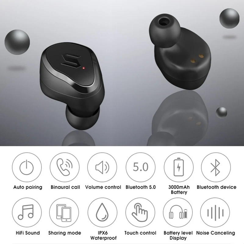 TWS-S8 Беспроводная bluetooth-гарнитура Touch Mini Новинка 5,0 спортивные наушники беспроводные бинауральные водонепроницаемые 3000 мАч зарядная коробка HIFI Звук