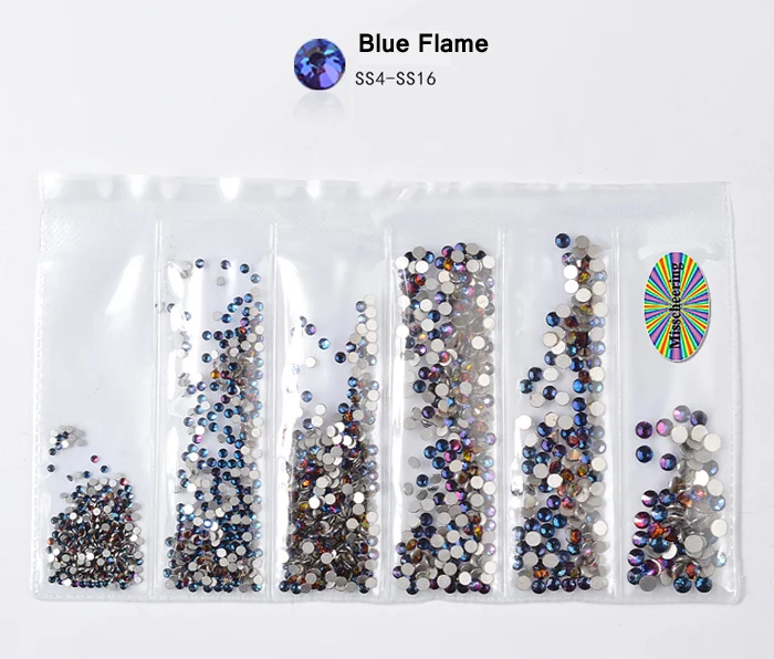 16 Blue Flame 1 упаковка стеклянные стразы для ногтей разных размеров SS4-SS16 украшения для ногтей камни блестящие драгоценные камни аксессуары для маникюра 20 цветов - Цвет: 16 Blue Flame