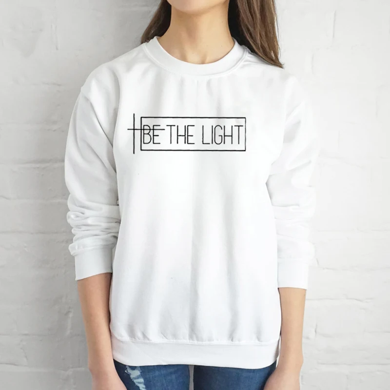 Be The Light женские христианские графические толстовки с длинными рукавами жёлтая