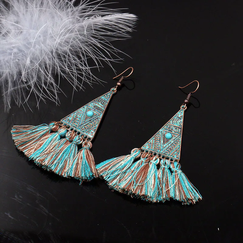 Бахрома висячие серьги 2019 женские ювелирные изделия треугольник Бохо