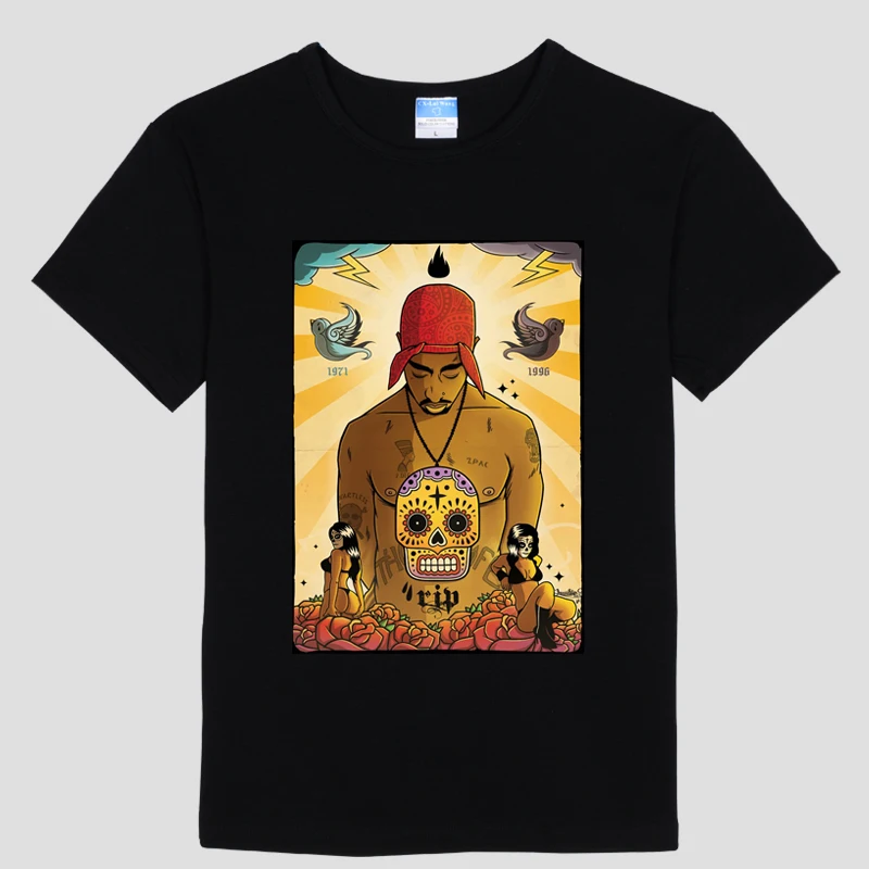 Американский рэппер 2pac Музыкальная тема мужская с коротким рукавом Футболки