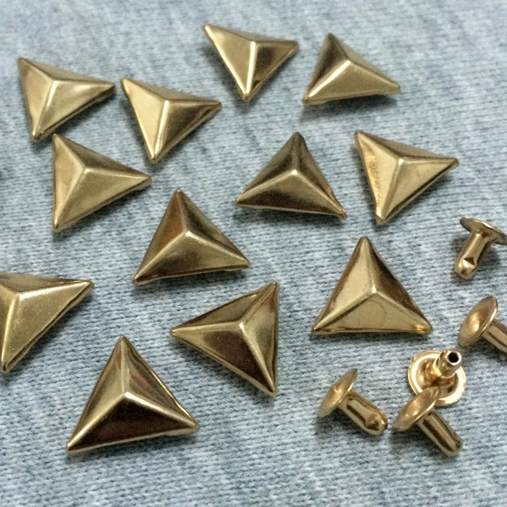 100 шт. 11 мм позолоченные шпильки Trigon с шипами подходят для обуви ремня сумки