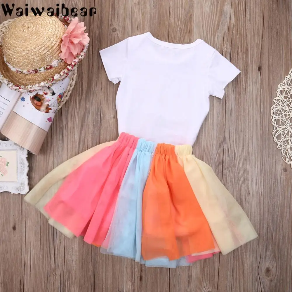 Waiwaibear/Новые летние комплекты для малышей Одежда новорожденных футболки с