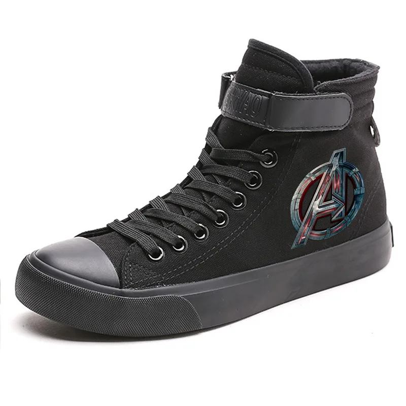 Marvel, Мстители, с принтом, высокие дышащие парусиновые кроссовки, мужские, VelcroShoelace, индивидуальные, Студенческая обувь, A19525