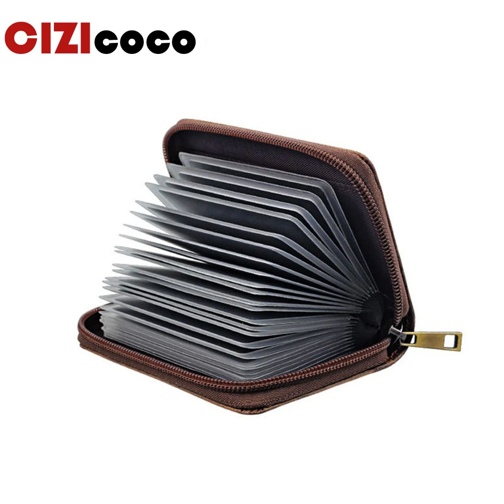 Фирменный держатель для карт женщин и мужчин набор из натуральной кожи на молнии