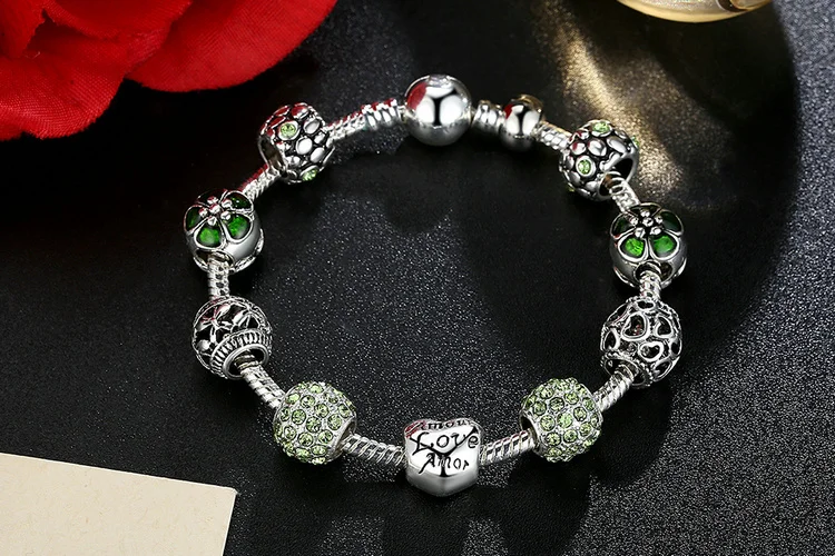 Горячая Распродажа серебряный браслет LOVE FOREVER Amor Amour для женщин DIY Ювелирные изделия оригинальные бусины модные браслеты подарок XCH1455